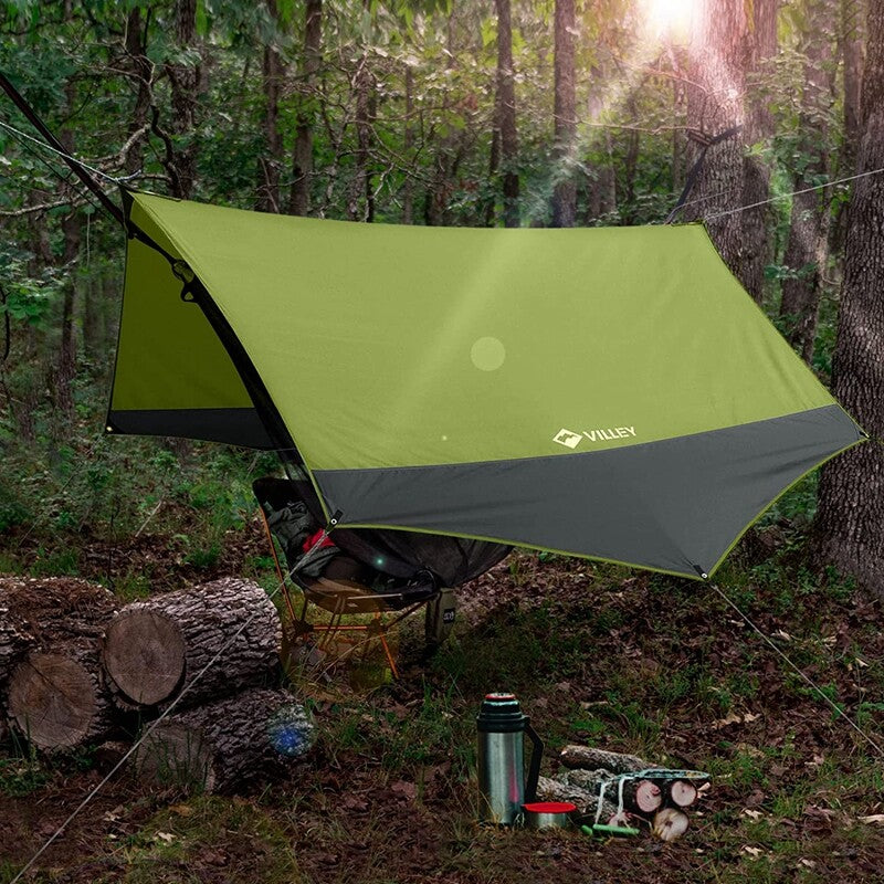 Waterproof Camping Tarp 13x11.5Ft Heptagonal Rain Fly for Tent Hammock Sun Shade