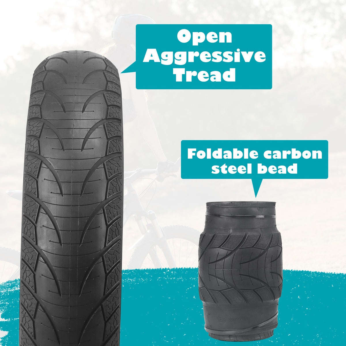 20x4 Inch Fat Bike Tire 2 Pack - E-Bike & Mountain Bike Replacement
