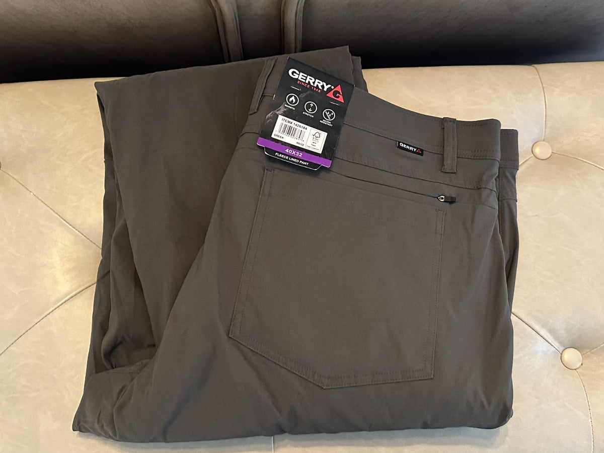 Gerry Men's Fleece Lined Pants - Green, 40x32 Warm Casual Trousers