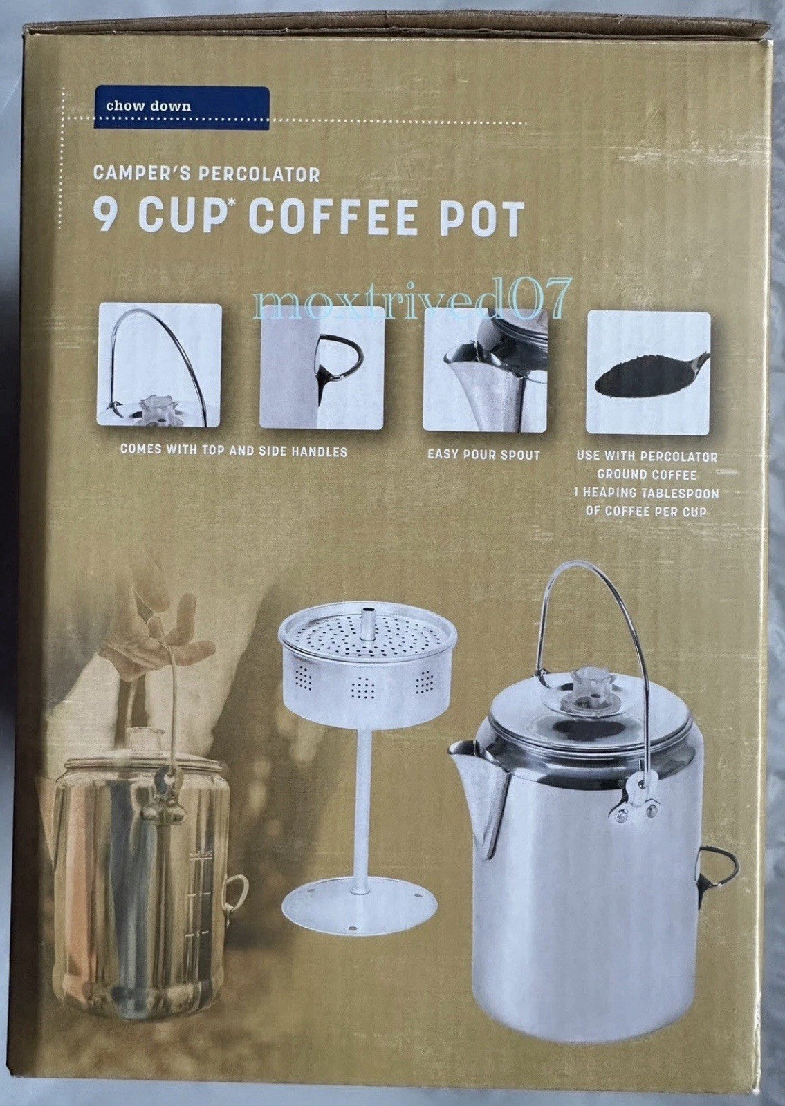 9 Cup Aluminum Camping Percolator Coffee Pot for Campfire Hiking