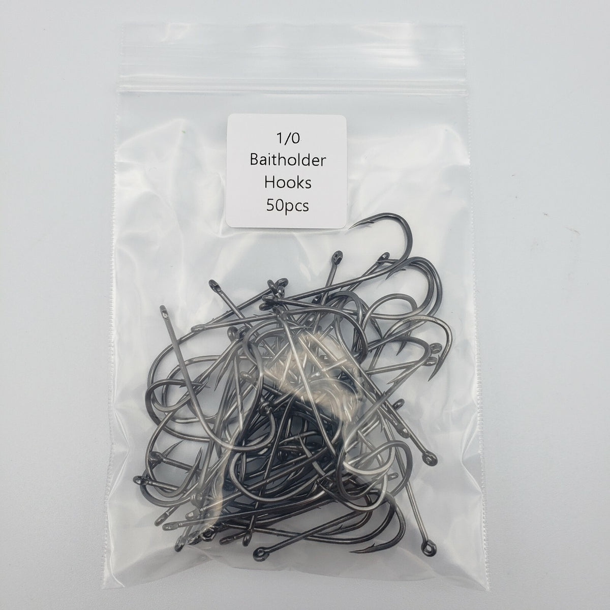 Fishing Hooks Set - Offset Baitholder Hooks in Multiple Sizes, 50 Pack