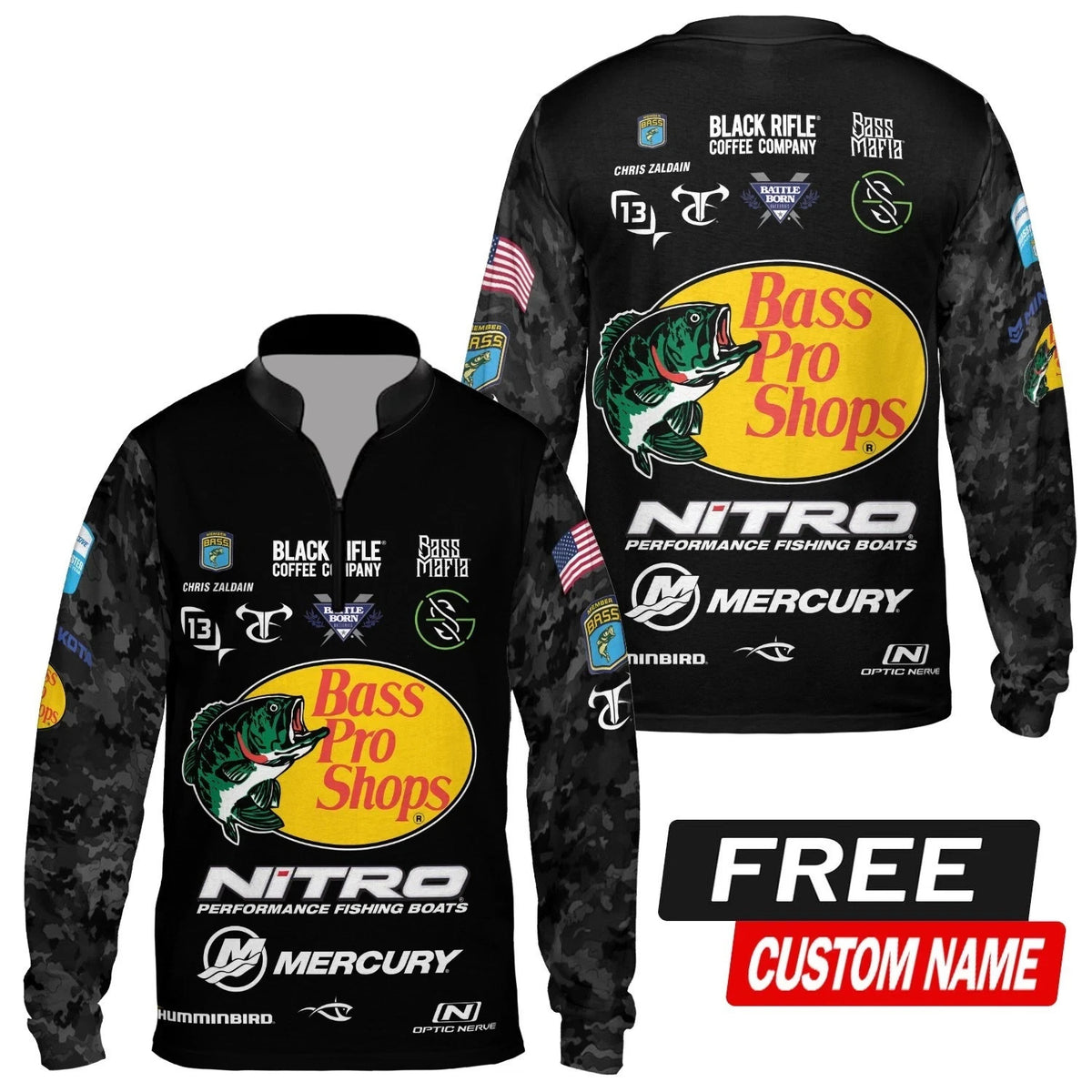 Personalized Bass Fishing Shirt - Nitro Black Rifle Jersey, S-5XL, Unisex
