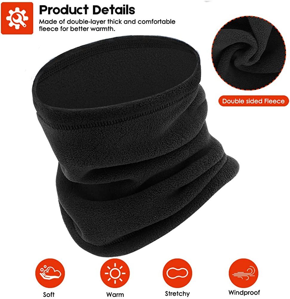 Kids Fleece Neck Warmer Winter Gaiter Balaclava for Skiing & Cold Weather