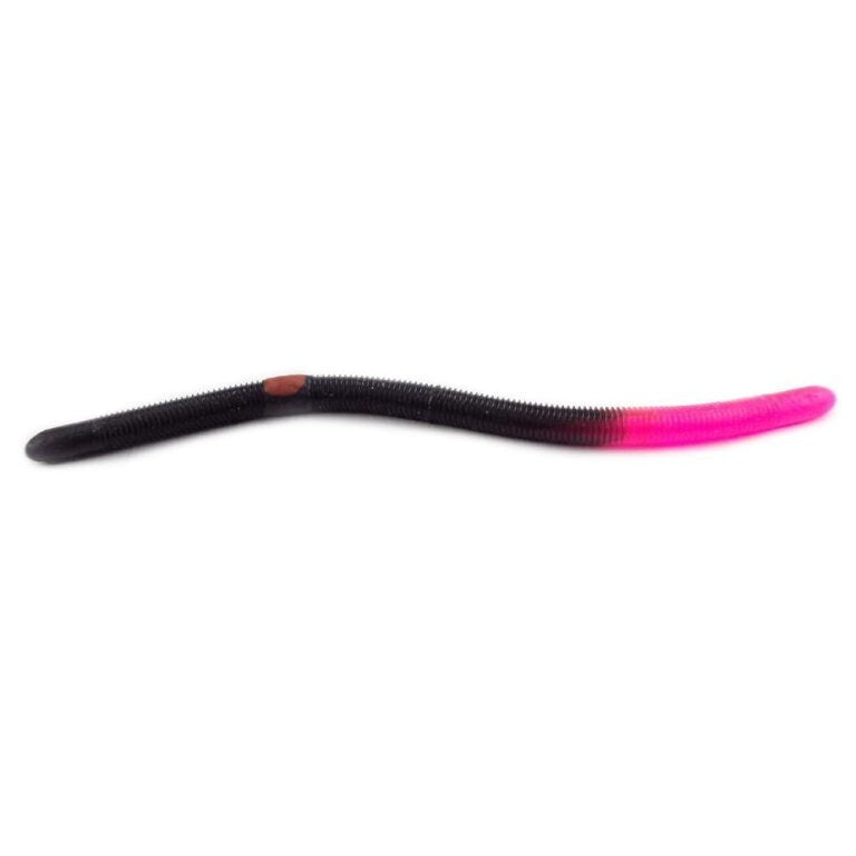 Pre-Rigged Scented Bass Worms - Black & Pink, 12-Pack Fishing Lures