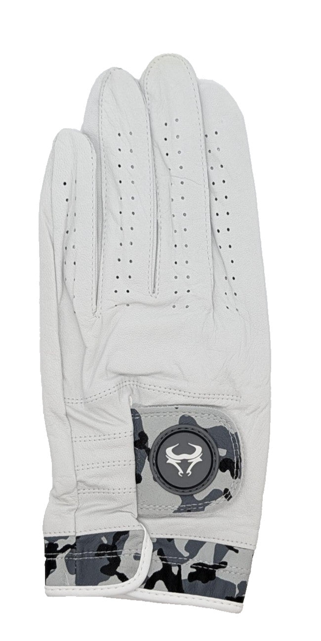 Premium Cabretta Leather Golf Glove Men’s Left Hand XL Camouflage White