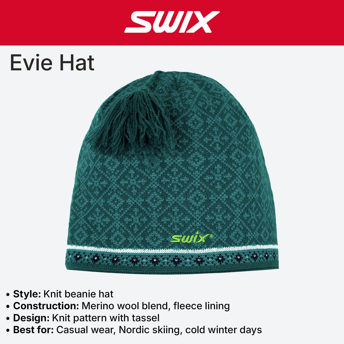 Winter Beanie Hat for Men and Women - Merino Wool Blend with Tassel