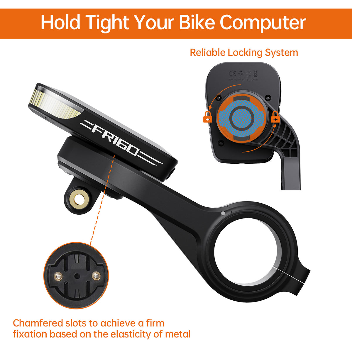 Bike Mount Bracket for Garmin, GoPro, RAVEMEN Front Lights & Devices