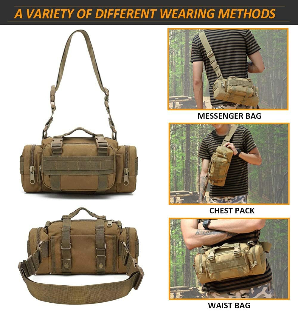 Military Waist Bag Molle Waterproof Fanny Pack Utility Pouch for Outdoor
