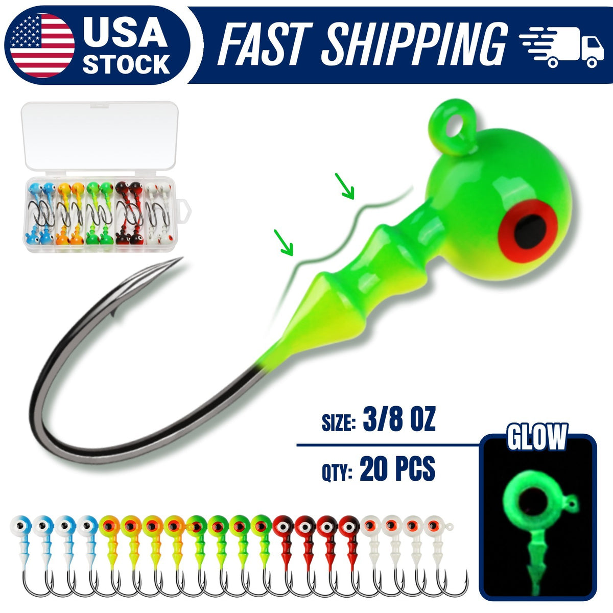 Fishing Jig Heads 15-40 Pcs for Walleye Bass Lure Swimbaits - Multiple Sizes