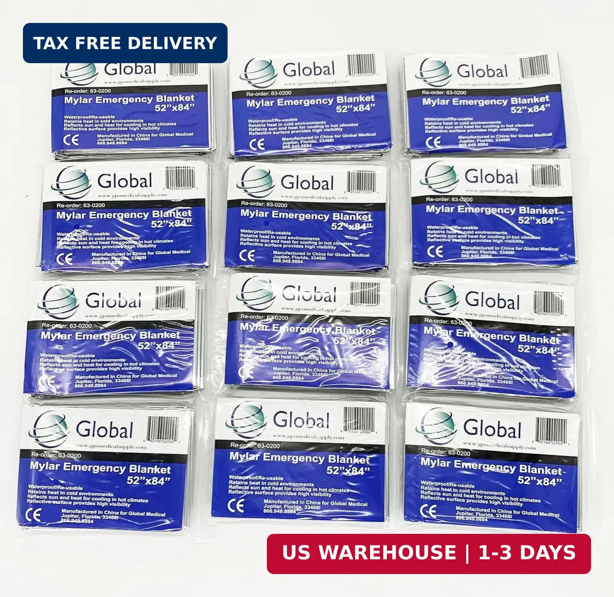 Emergency Mylar Thermal Blankets 12 Pack Waterproof Windproof Survival Blankets