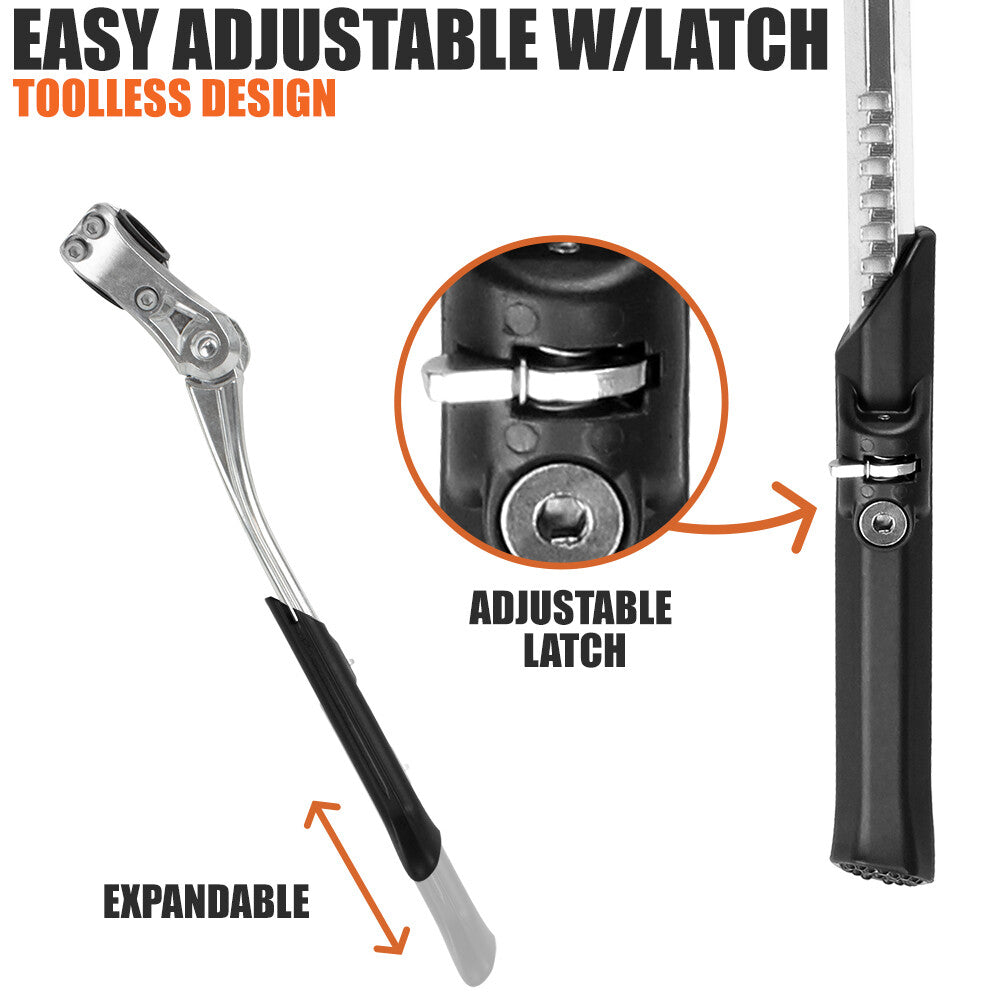 Adjustable Alloy Bicycle Kickstand for 24-28 inch Mountain, Road, MTB & BMX Bikes
