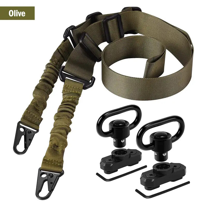 2 Point Rifle Sling with Quick-Detach QD Swivels & Mounts