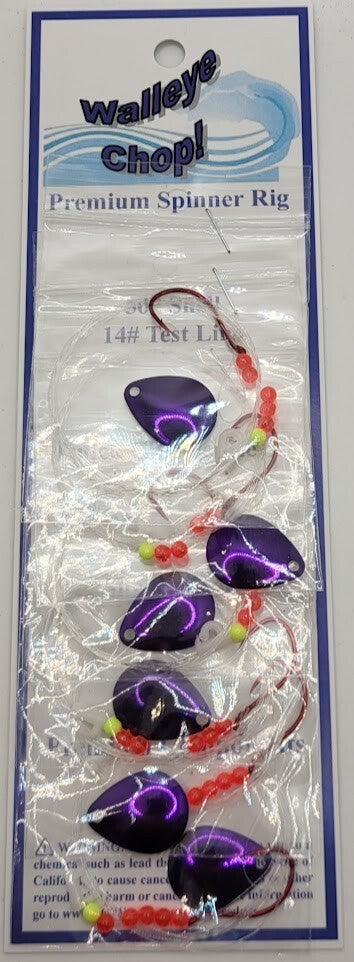 Walleye Spinner Harness Set with 6 Rigs, Twin Blade, 50 Inches
