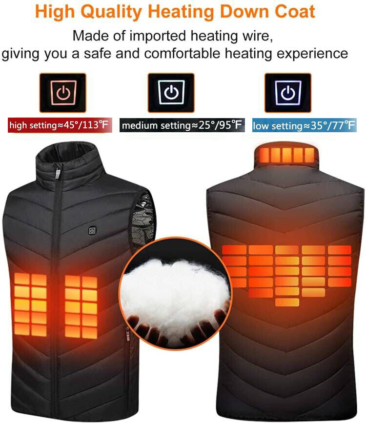 Electric Heated Vest for Men Women USB Warm Clothing with 4 Heating Pads
