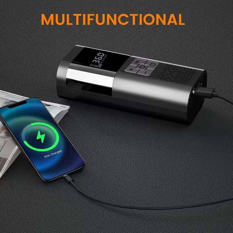 Portable Electric Tire Inflator Pump with LCD Screen & Rechargeable Battery