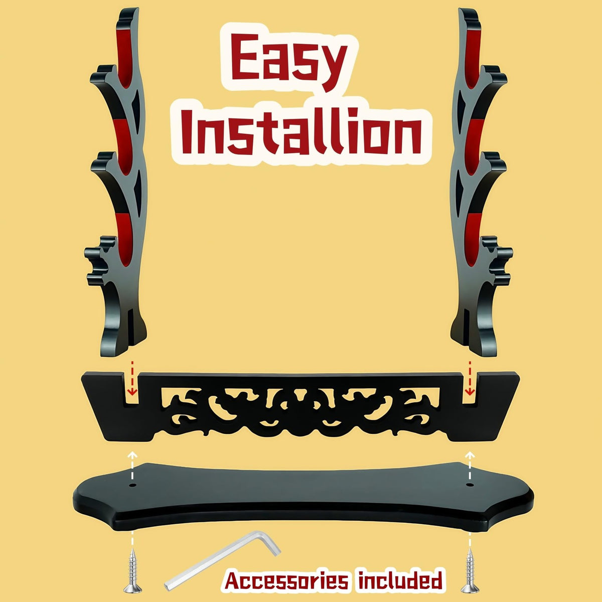 Black Sword Stand Holder for Katana and Collectible Swords