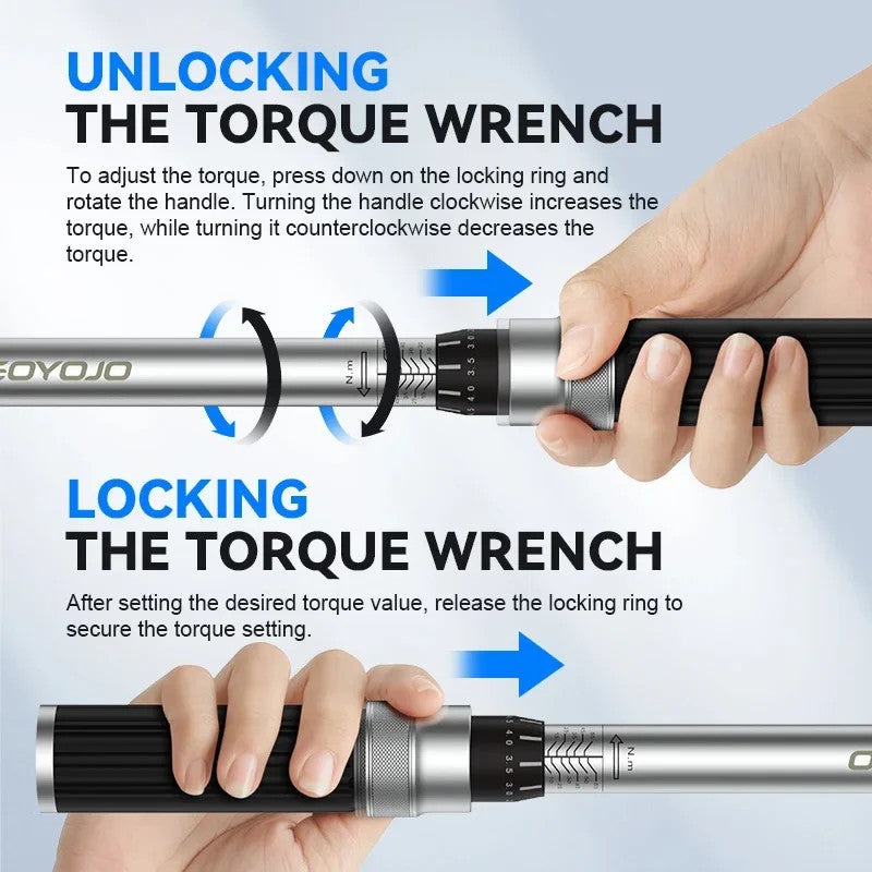 Precision Torque Wrench Kit 1/4 Inch 2-24Nm for Bike Repair - 21pcs Set