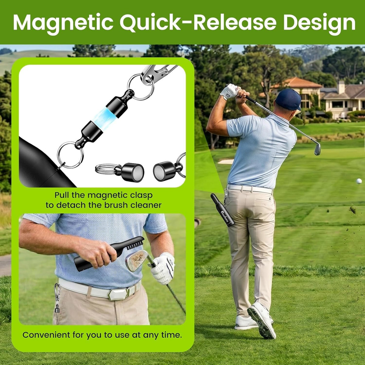 Golf Club Cleaner Brush with Rotating Cover & Water Bottle - Perfect Gift