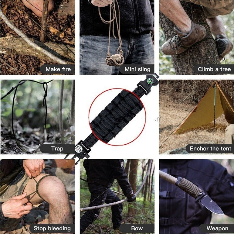 21 in 1 Paracord Survival Bracelet Kit with Emergency Tools & SOS Light