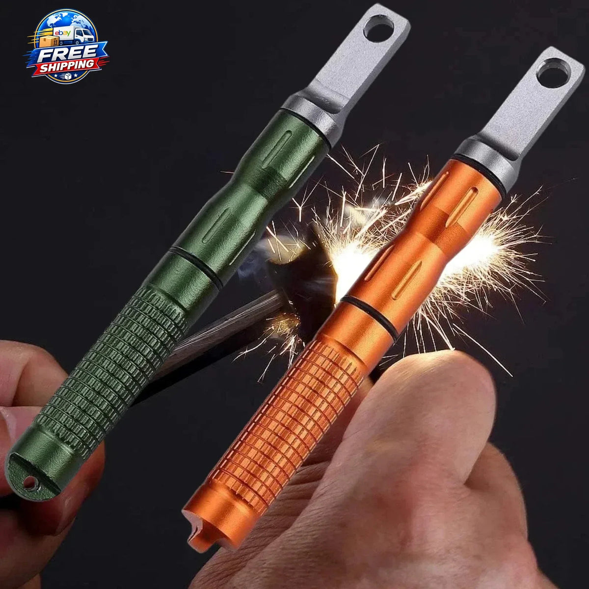 2 Pack Portable Fire Starter Ferro Rod with Scraper - Survival & Camping Gear