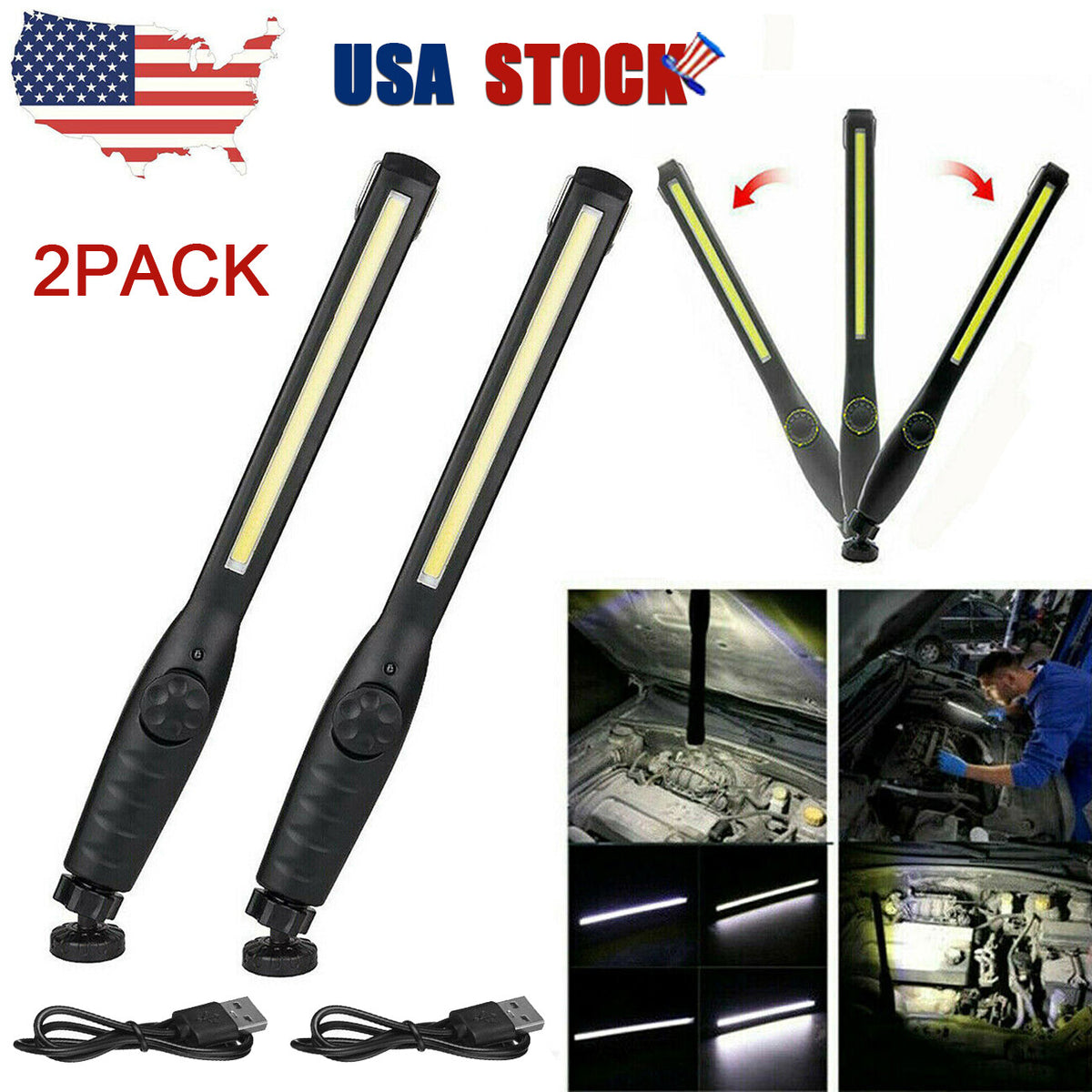Rechargeable LED Work Light 20000LM Slim Cordless Torch with USB Charging