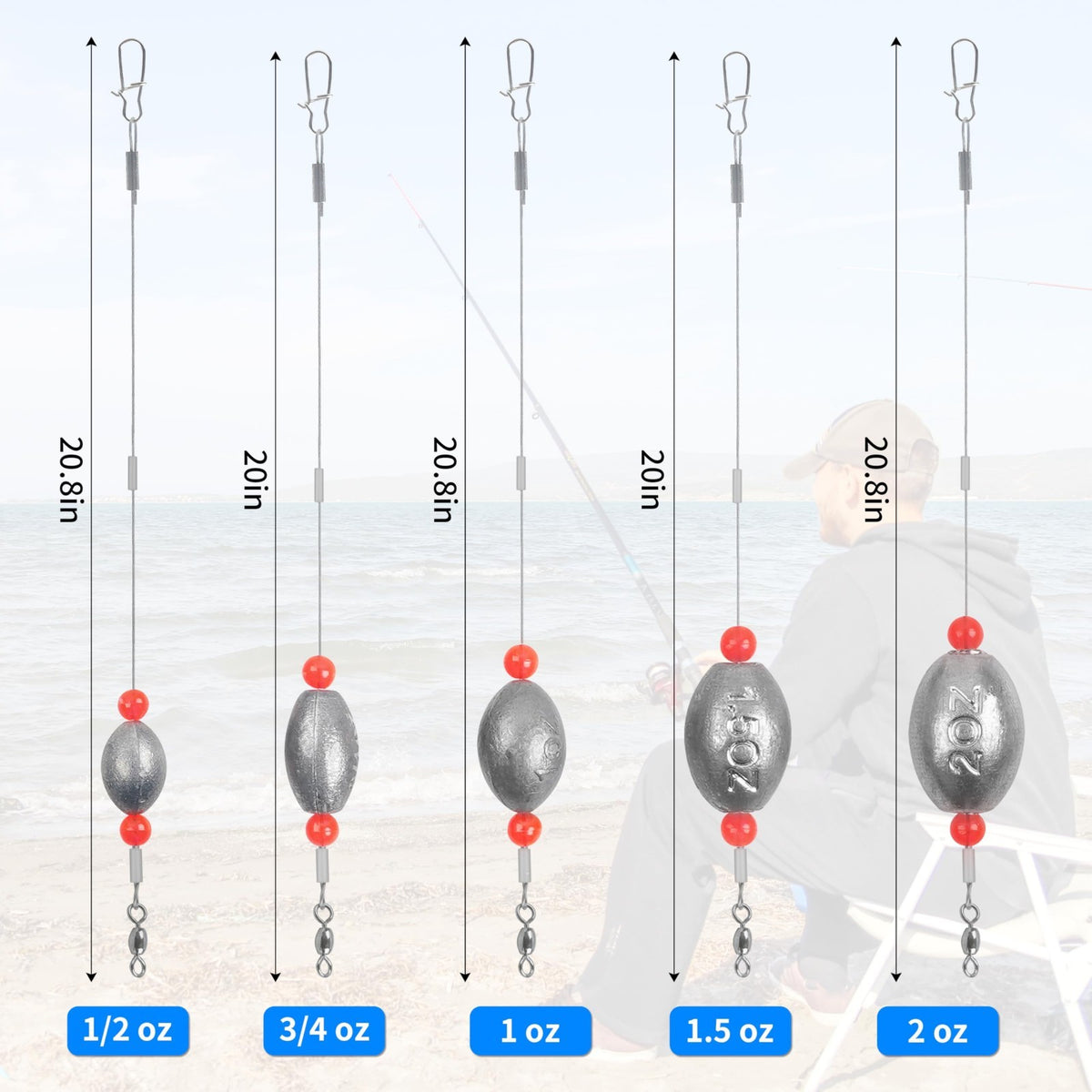Saltwater Fishing Rig with Stainless Steel Wire for Catfish Flounder & Striped Bass
