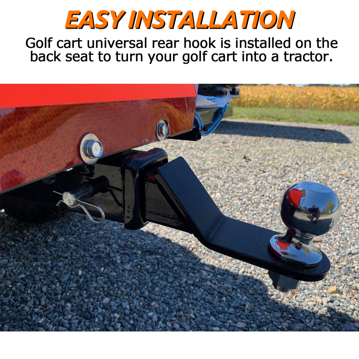 Universal Golf Cart Rear Trailer Hitch with 2-Inch Receiver for EZGO, Yamaha, Club Car