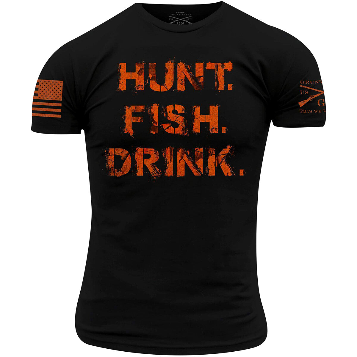 Realtree AP Blaze Hunt Fish T-Shirt - Black, Multiple Sizes