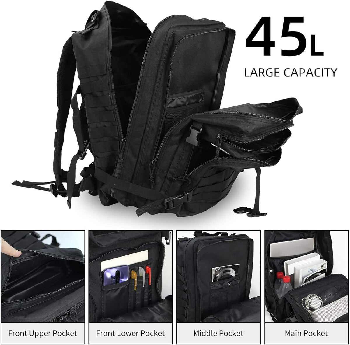 Military Tactical Backpack 30L/45L Molle Assault Bag for Camping Hiking Survival