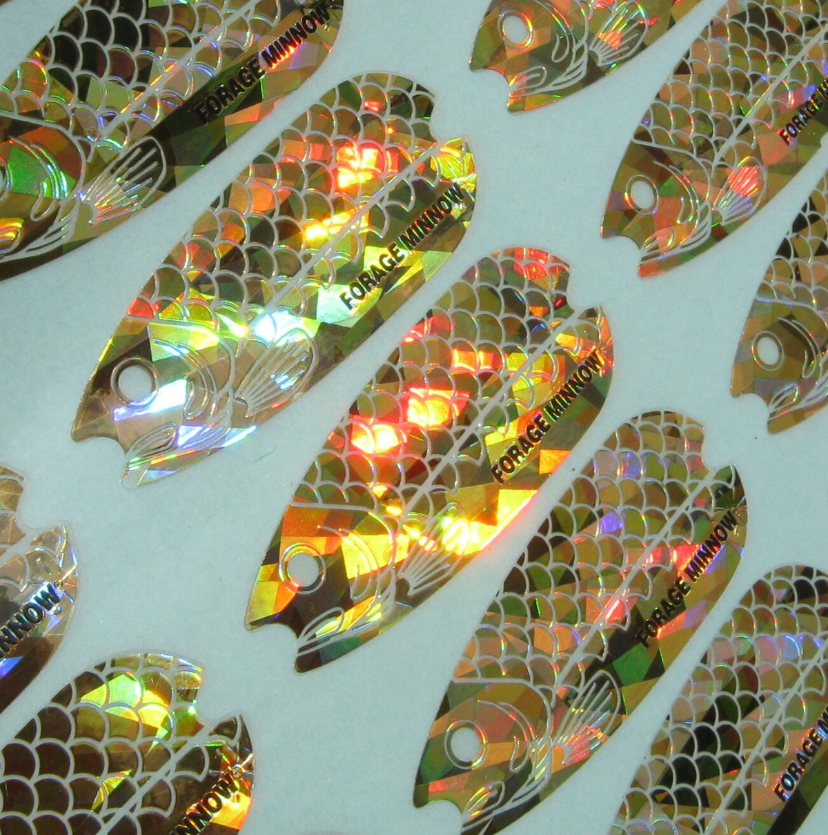 Fishing Decals for Spoons & Blades - Gold Holographic Minnow Replacement Lot of 84