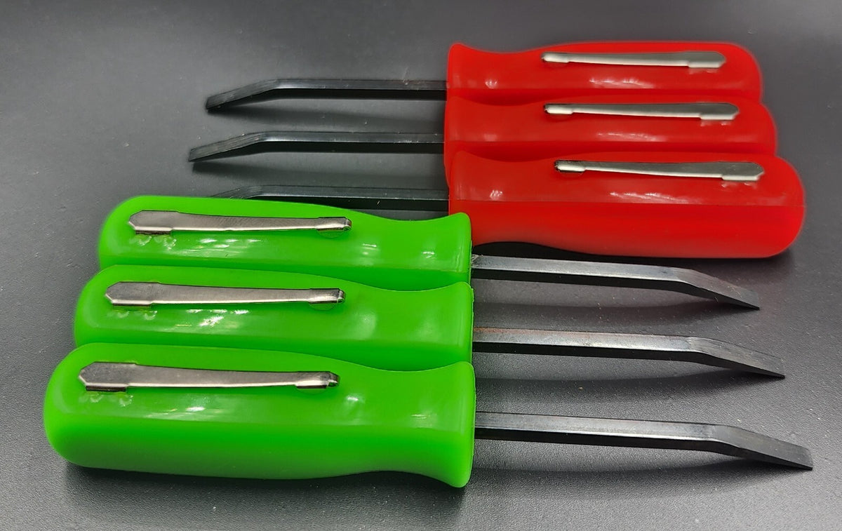 6-Piece Red & Green Pocket Prybar Set for Outdoor Camping & Survival