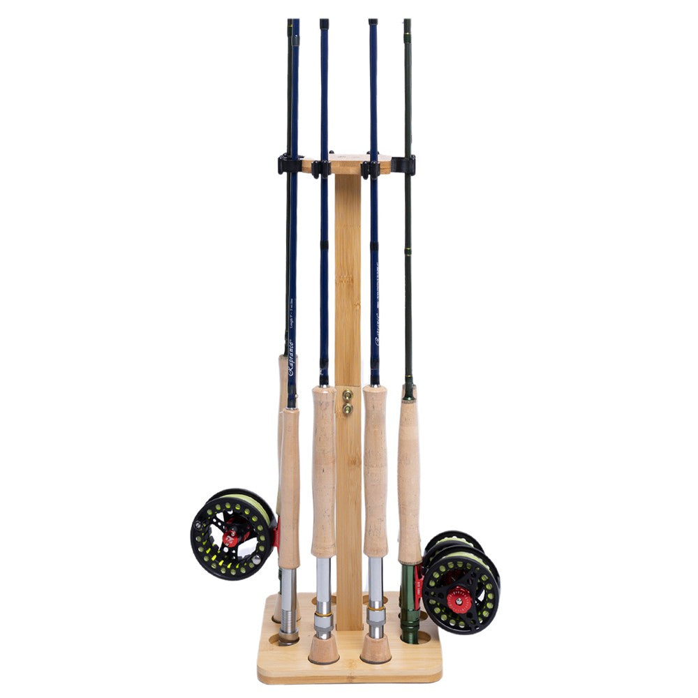 Wooden Fishing Rod Storage Rack for 8 Rods - Stable Floor Stand Organizer