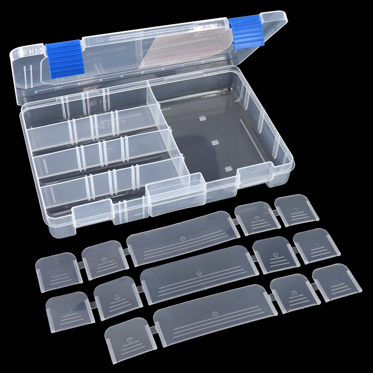 Medium Tackle Box Organizer for Fishing Storage, Clear Plastic, 19 Compartments