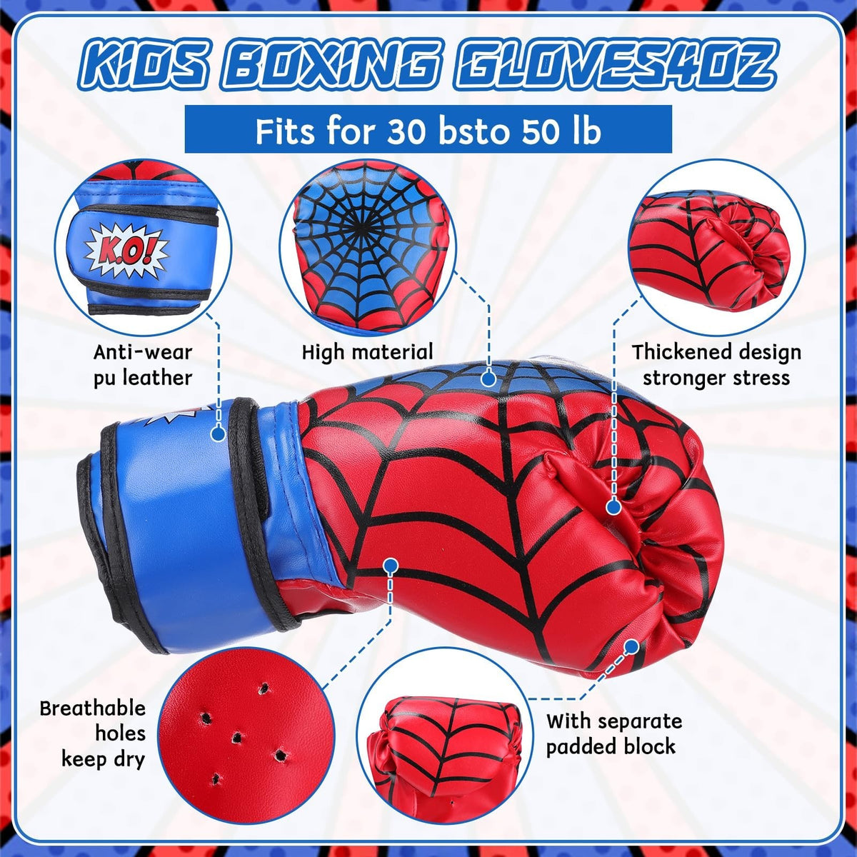 Kids Boxing Gloves and Punching Mitts Set - Sparring Gear for Martial Arts Training