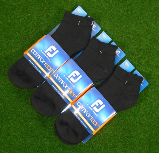 Men's Sport Socks Lot of 3 Black ComfortSof Crew Socks for US Shoe Sizes 7-12