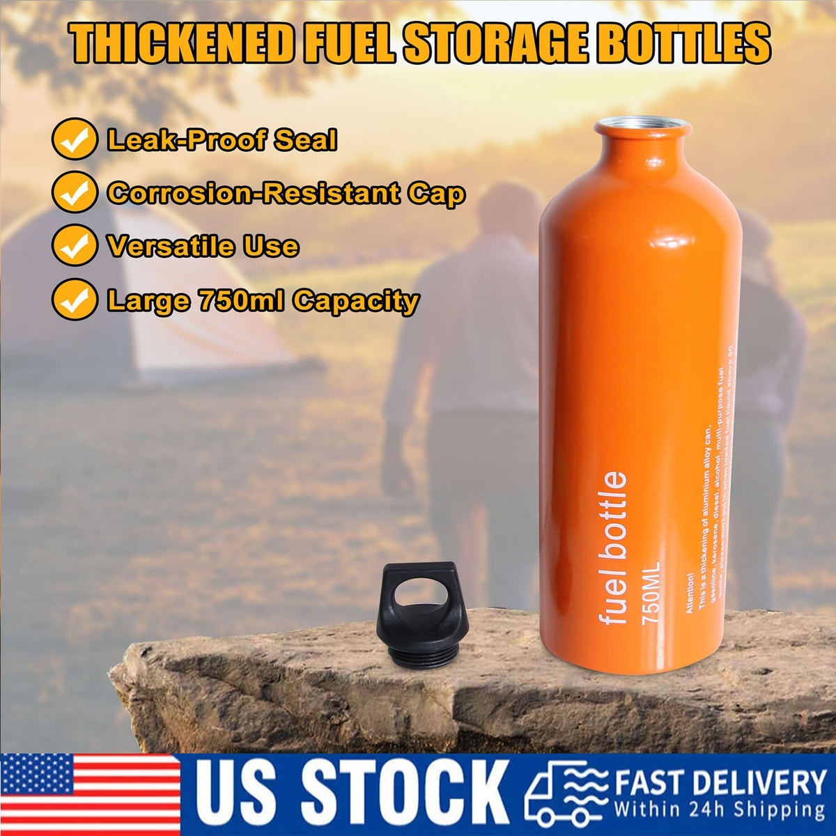 750ml Outdoor Portable Fuel Tank Reserve Can for Gasoline & Oil