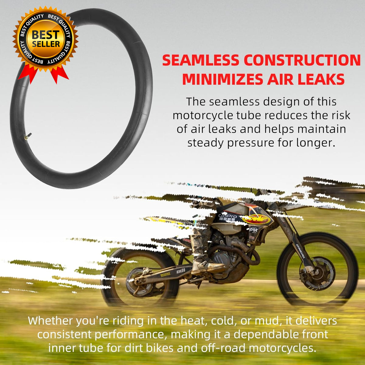 Heavy Duty 21-Inch Dirt Bike Inner Tube 90/90-21, 80/100-21 with TR4 Valve