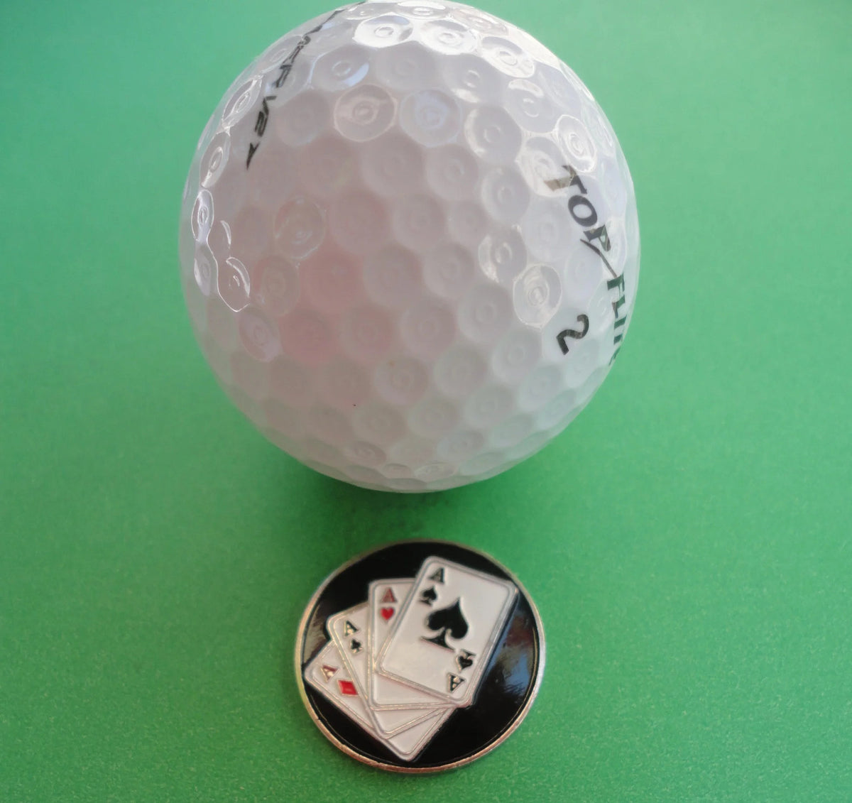 4 Aces Golf Ball Marker - Metal Poker Hand Accessories, Attach to Hat Clip