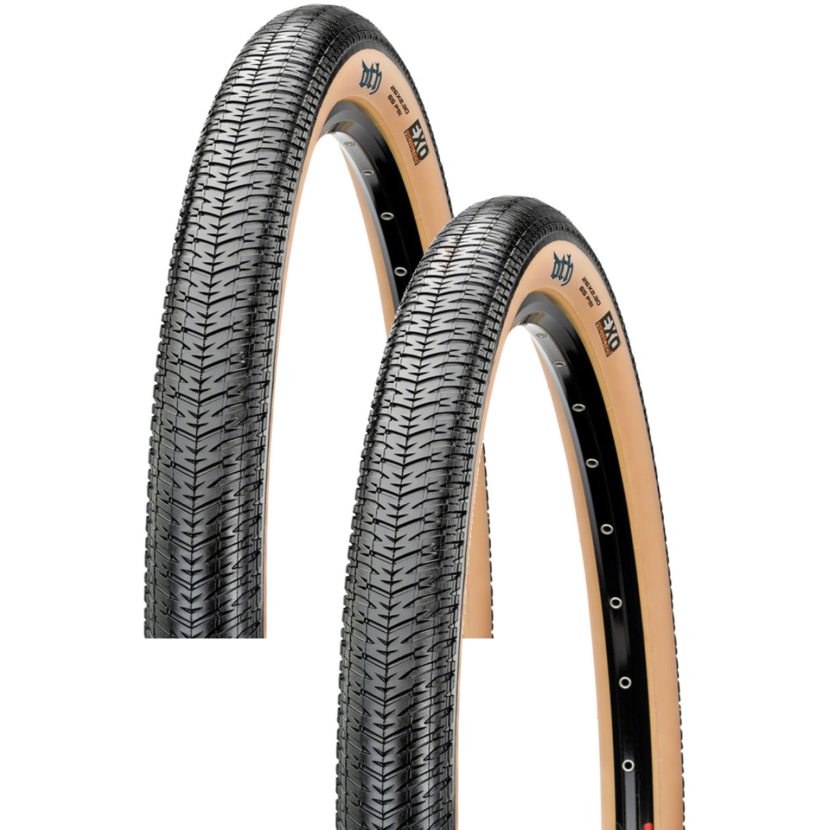 Maxxis DTH 26x2.30 Mountain Bicycle Tires - Pack of 2, Folding Clincher, Black/Dark Tan