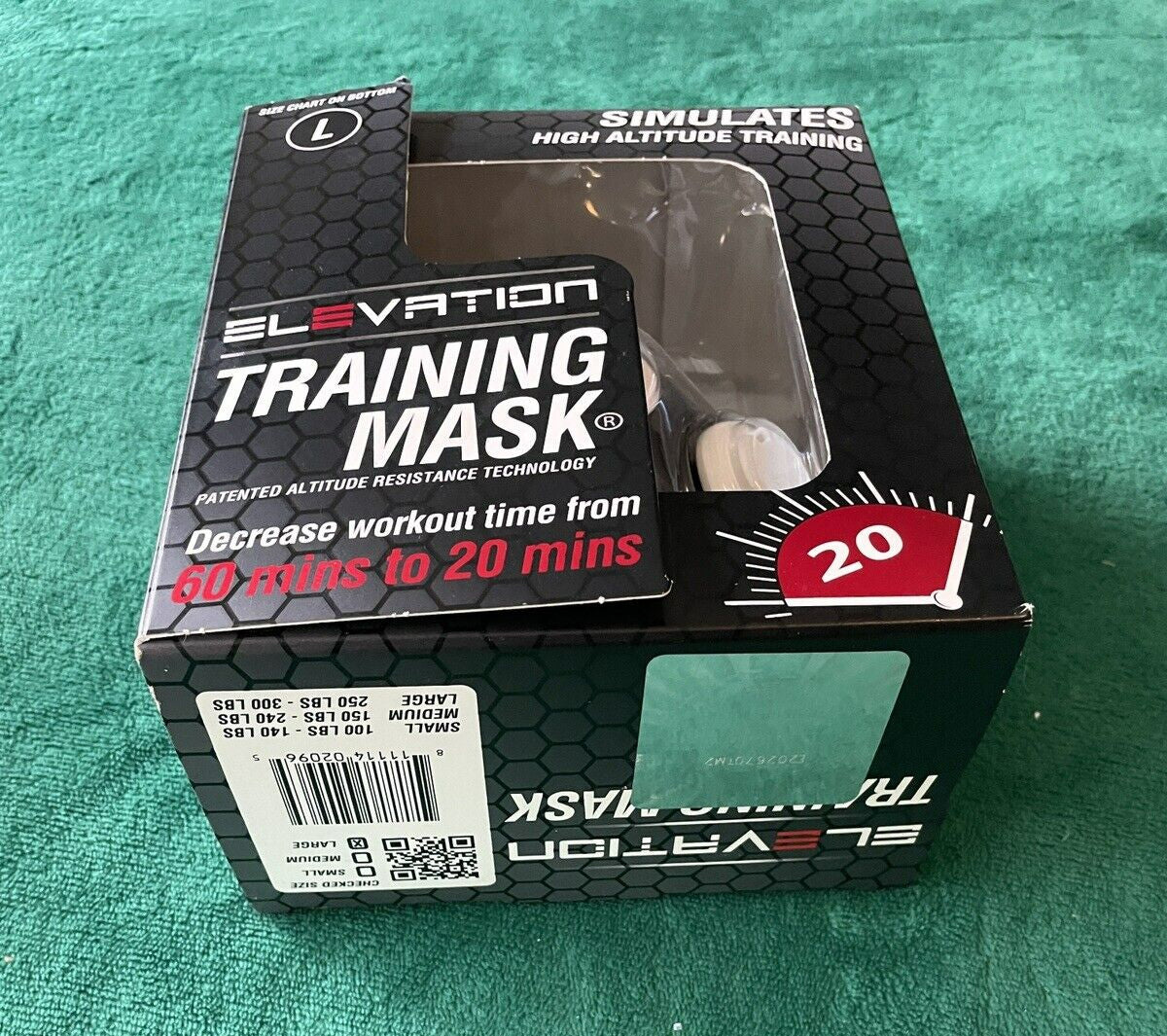 Elevation Training Mask 20 Simulates High Altitude Exercise Large NIB