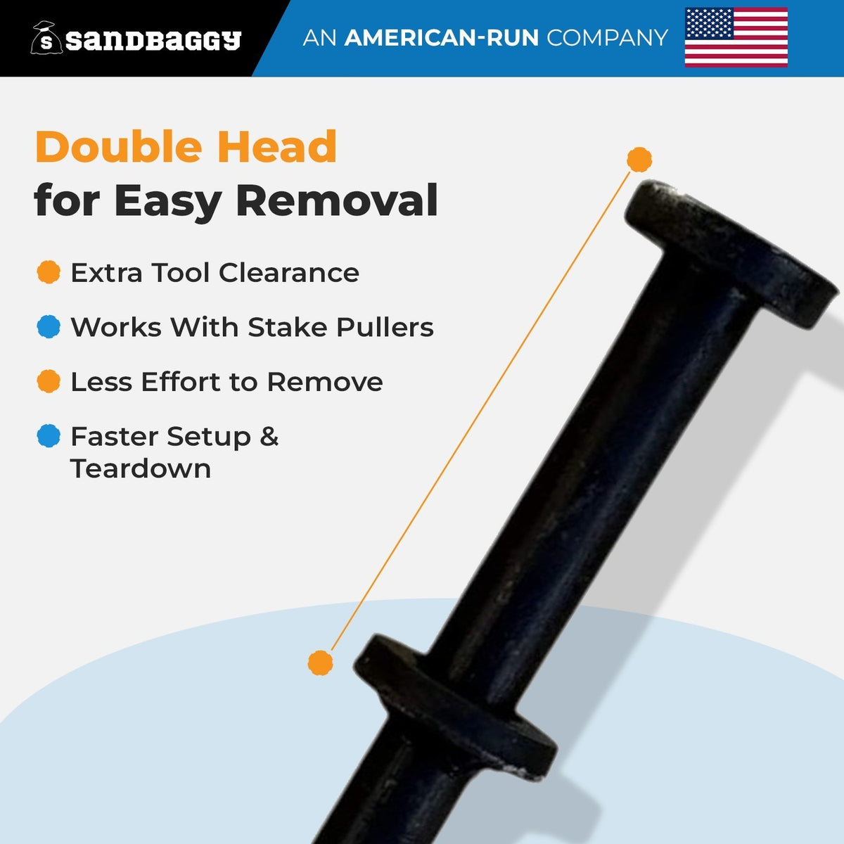 Commercial Steel Tent Stakes 1x40 Inch Heavy-Duty Ground Spikes