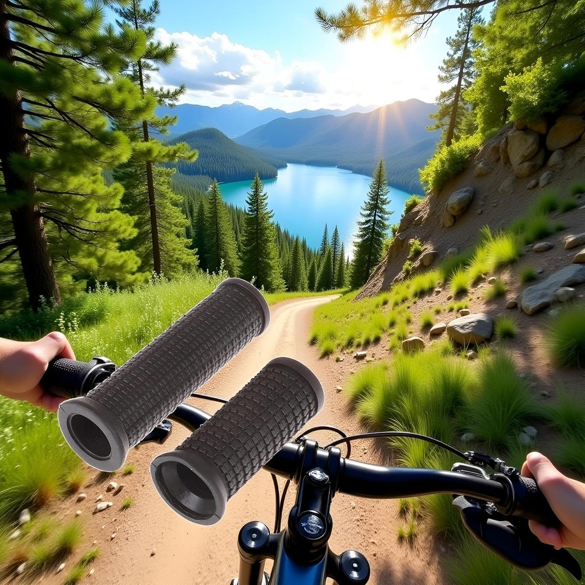 Bike Handlebar Grips Set of 2 Long & Short Anti-Slip Rubber for Twist Shifters