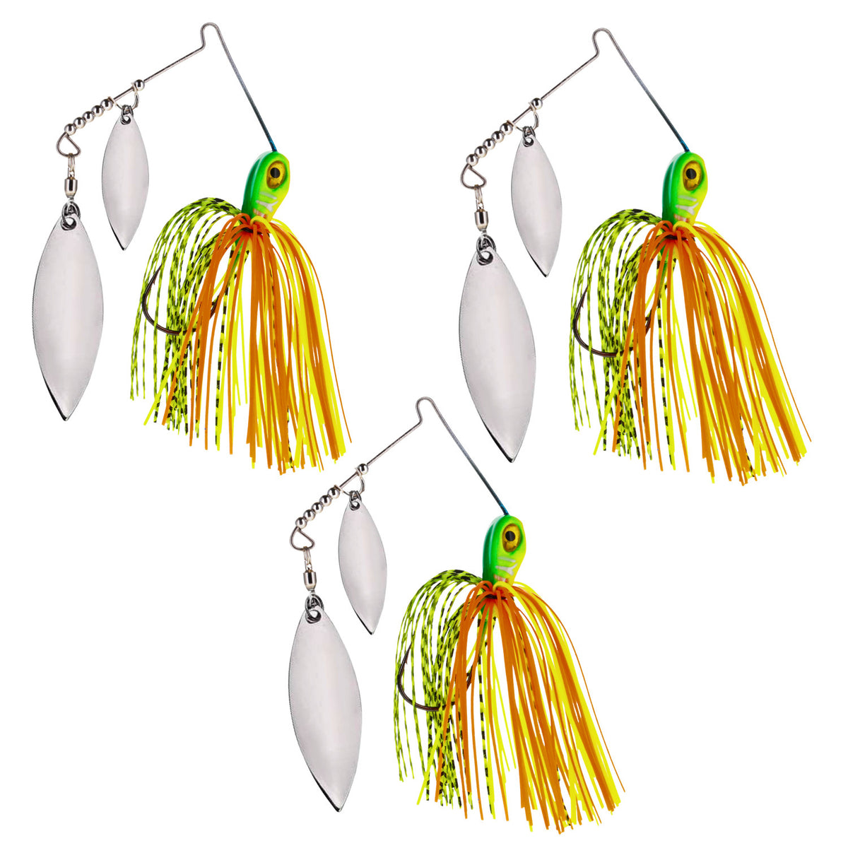 Spinnerbait Fishing Lure 3-Pack Double Willow Blade Bass Tackle Set