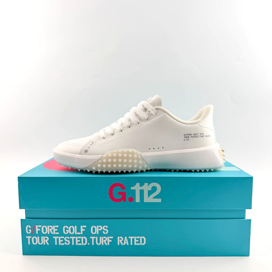Men's Golf Shoes Water-Resistant PU Leather Sneakers - White, Size US 10-12