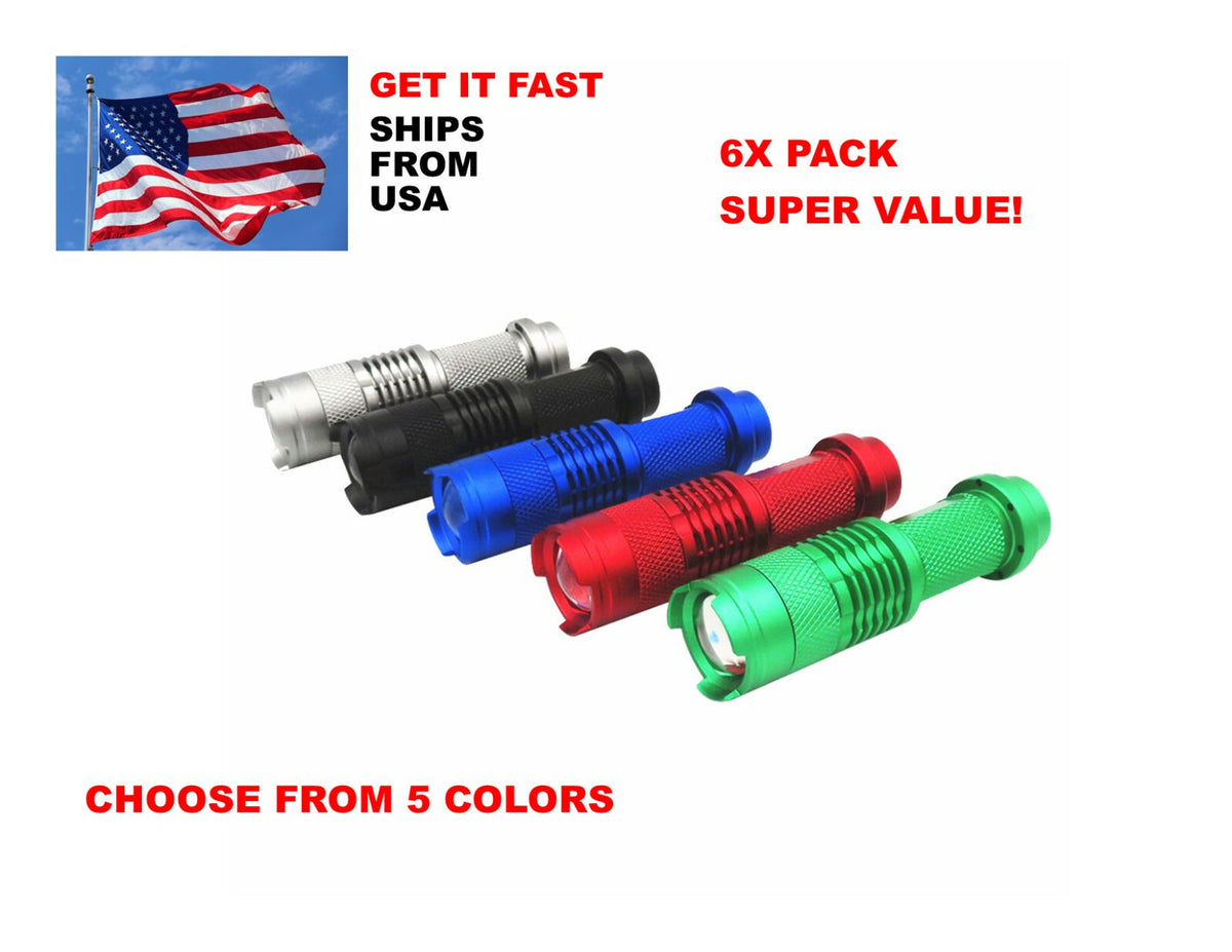 Mini Tactical Flashlight Pack - Focus Adjustable, 300 Lumens, Water-Resistant