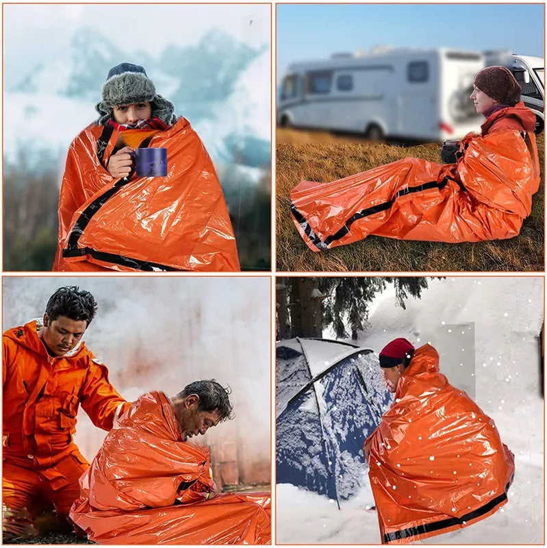 2-Pack Emergency Thermal Waterproof Sleeping Bags for Outdoor Survival