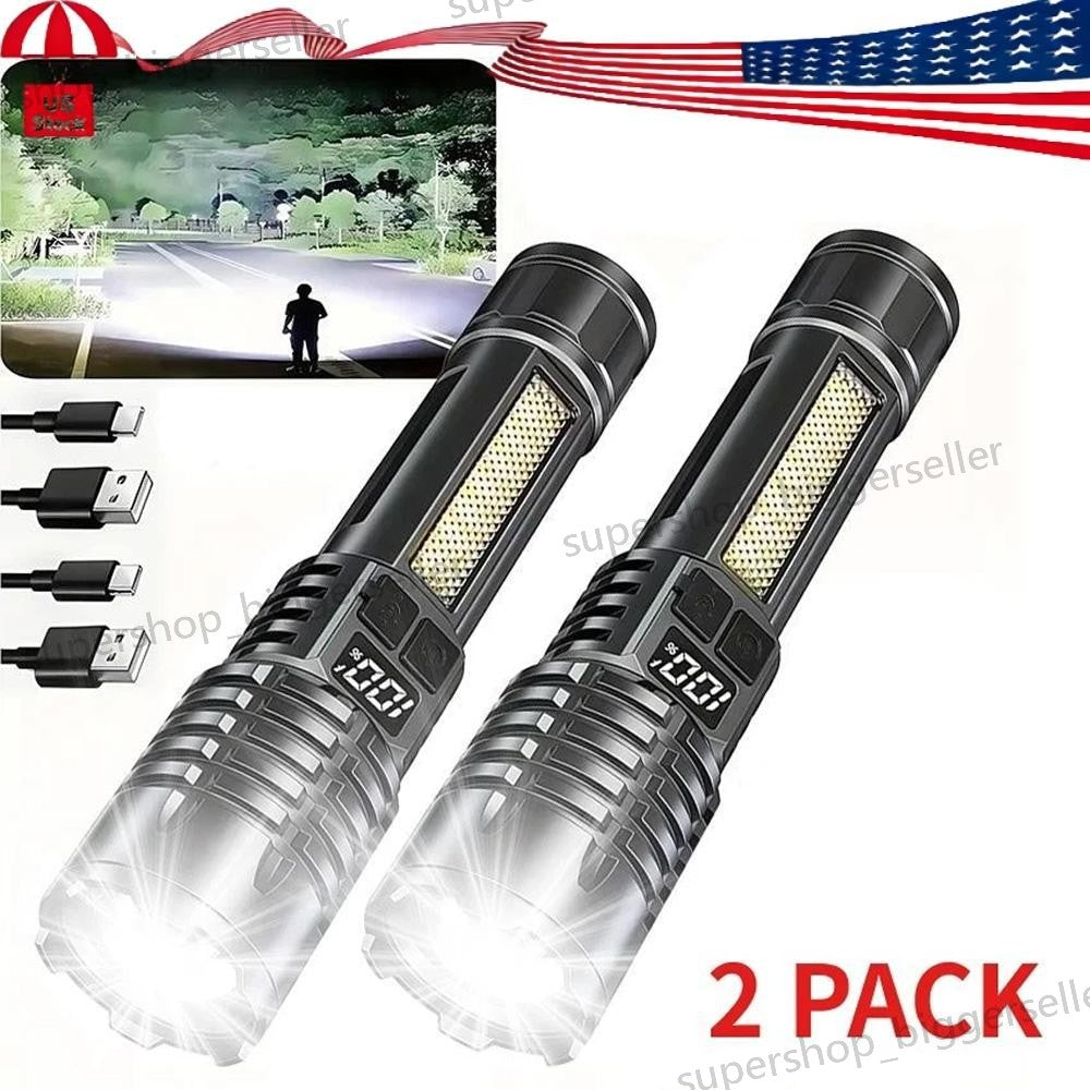 High-Brightness Rechargeable LED Tactical Flashlight with Zoom, 5 Modes, Type-C Fast Charge