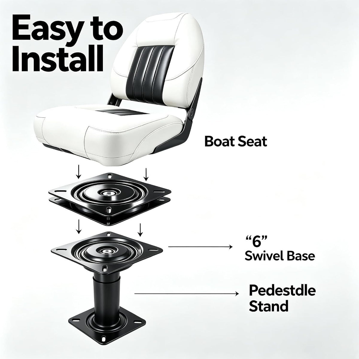 2PCS Marine Boat Seat Swivel Base - Full 360° Rotation, Heavy Duty, Easy Install