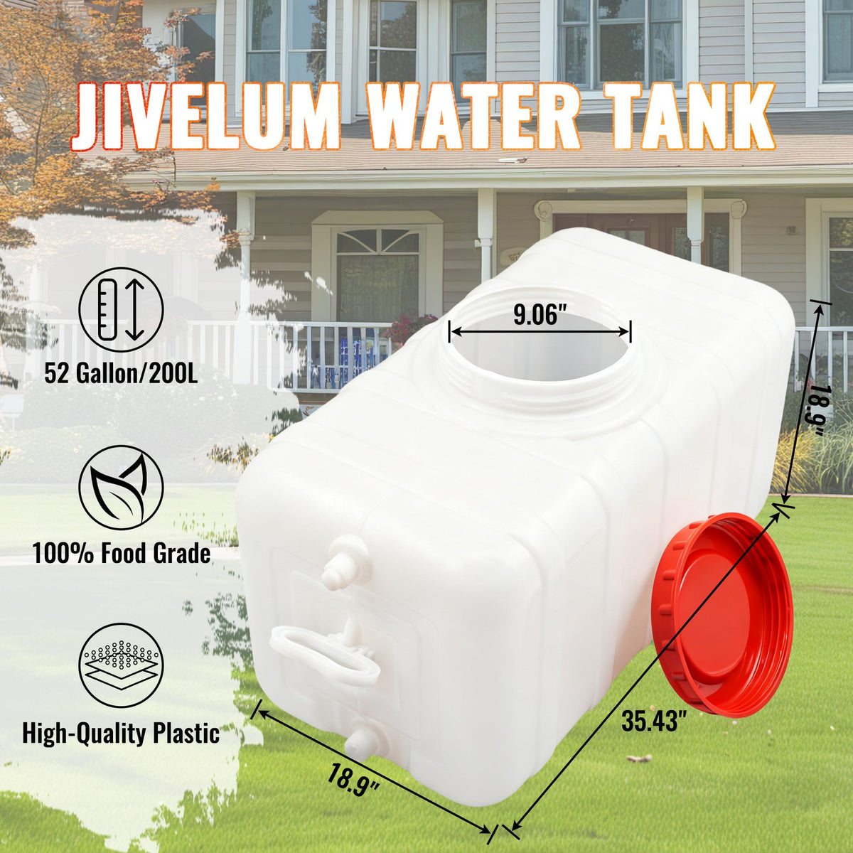 Portable Water Tank with Spigot and Hose for Camping Emergency Water Storage