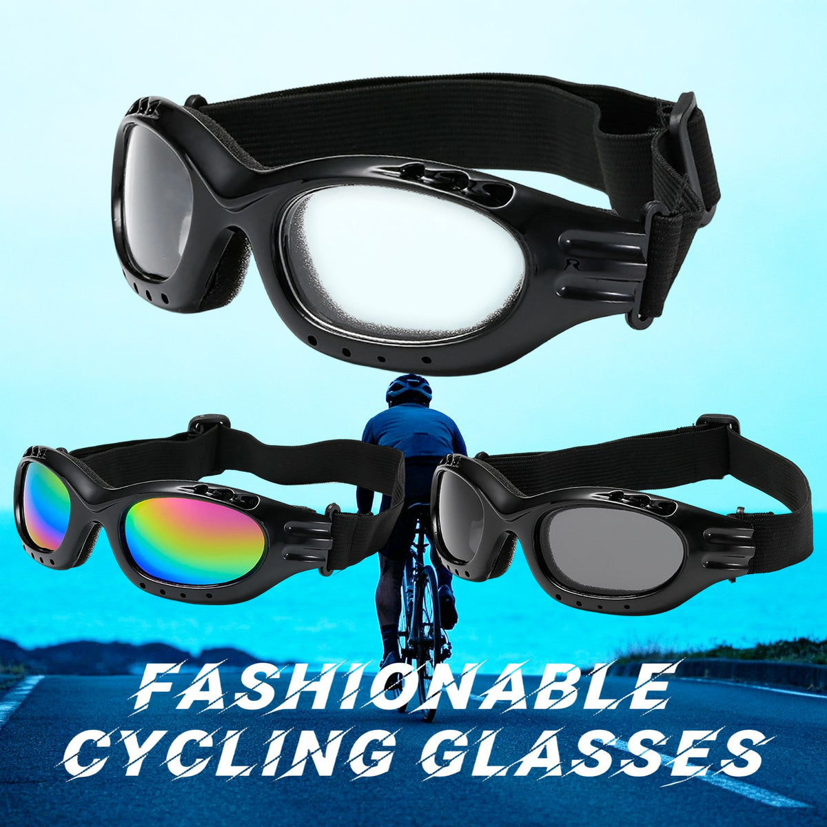 Cycling Skiing Riding Goggles Foam Padded UV400 Impact-Resistant Safety Glasses